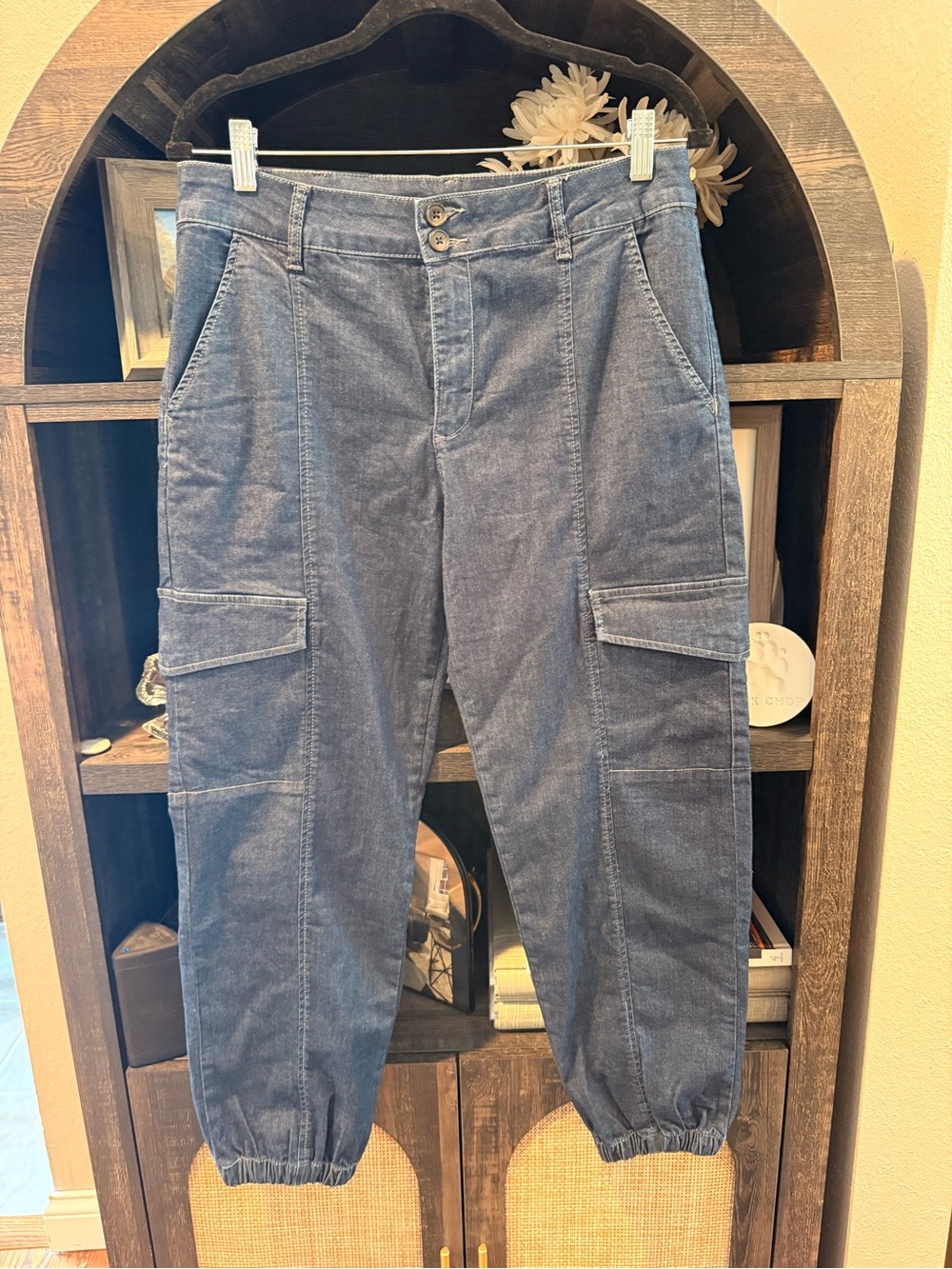 Anthropologie brand Sanctus Dark Blue Cargo Joggers Size 31